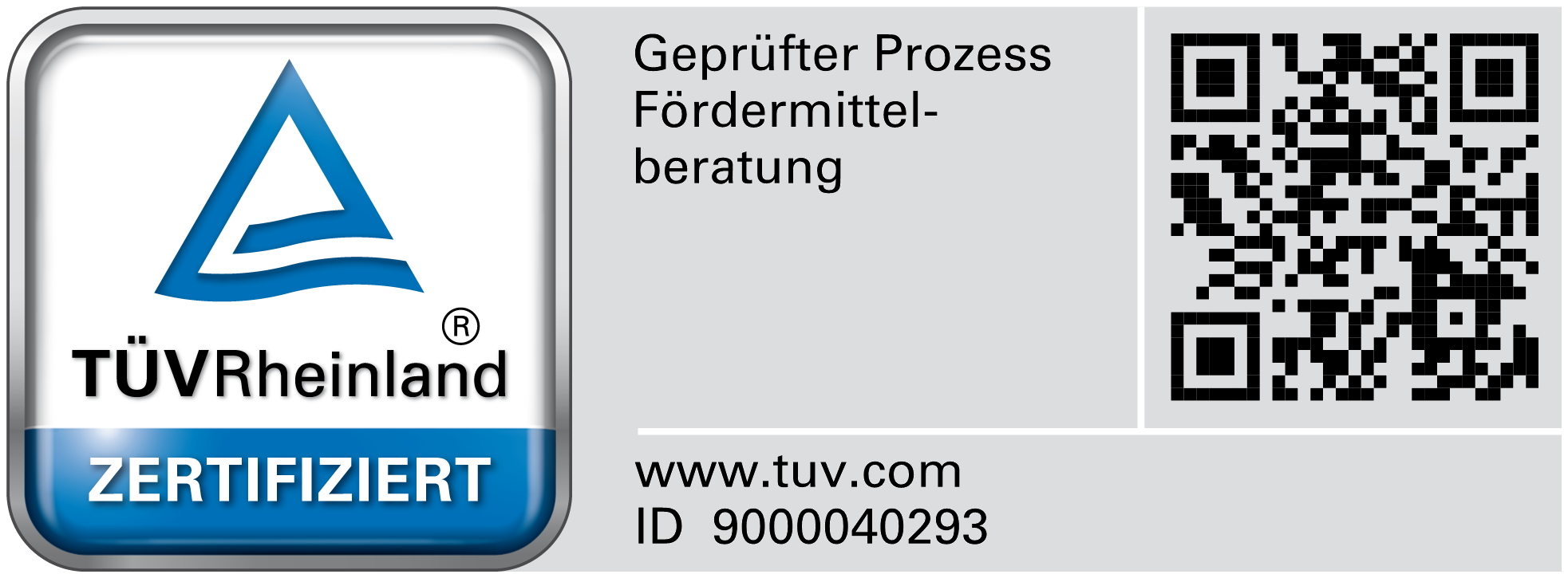 TÜV Rheinland – Geprüfter Prozess Fördermittelberatung, ID 9000040293